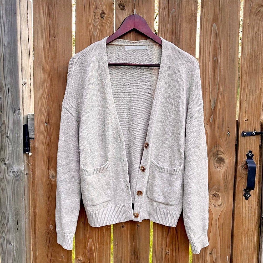 One Grey Day Olive Cardigan in Flax